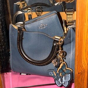 Coach Rogue  Navy Leather Tote with Butterfly Accents